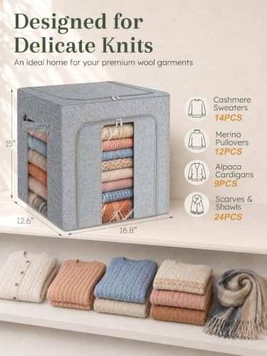 Rigid-Structured Cashmere Sweater Storage Box, Gray - color: 1-pack/Gray