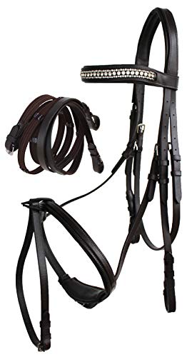Horse English Brown All-Purpose Trail Leather Bridle Reins 805EB07 - color: Brown, size: Cob