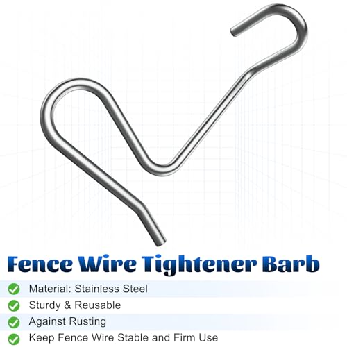 1/4in Fence Wire Tighteners(20 PCS) for Wire Fence Farm Garden | Barb Wire Fence Tools（Not inclued Tighteners Handle Tool）,Fence Wire Tightener Clips