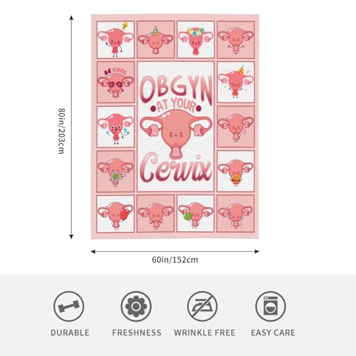 Cervix Uterus Blanket OBGYN at Your Cervix Throw Blanket All Season Ultra Soft Cozy Fleece Hysterectomy Gifts Fuzzy Plush Bedding Blankets Hysterectomy Recovery Gifts for Girls Women 80"x60" - color: Cervix Uterus, size: 80"x60"