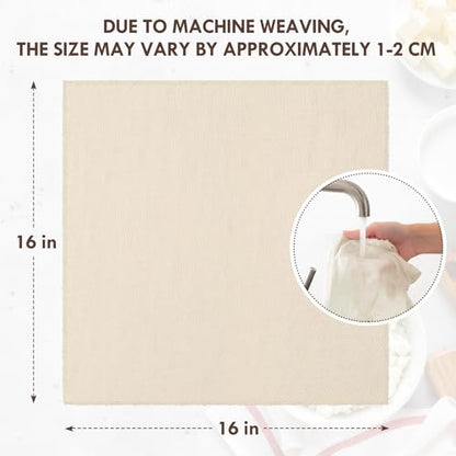 TOPULORS 6-Pack Cheese Cloth, 16x16 Inch Unbleached Cotton Straining Cloth - size: 6 PCS - 16x16 Inch
