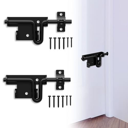 6.4 Inch Heavy Duty Slide Bolt Latch, Bi-Directional Gate Latch with Protective Coating, Solid Hardware Thickened Bolt Latch for Left or Right Hand Swinging and Sliding Doors-2 Pack