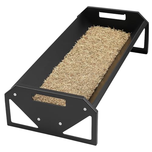 ECOTRIC 22 Gallon Livestock Feeder, 45" Length for 10Sheeps Once, Feeder - color: Black