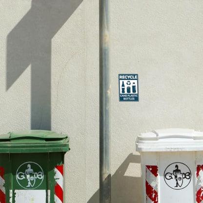 WADORN 10Pcs Recycle Cans Plastic Bottles Stickers, Waterproof Recycle Stickers Fade-Resistant Recycling Labels Recycle Sign Self-Adhesive Vinyl Decals for Business School Public Area 7.08x5.12 Inch - style: Recycle Cans and Bottles