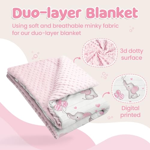 SANDJEST Elephant Kid Blanket for Girl - 30 x 40 Minky Throw Blankets for Girls - Gift for Kids on Birthday - color: Elephant