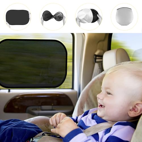 2 PCS Car Window Shade, 21"x14" Static Cling Automotive Side Window Screen Sun Shade Blocker, Removable Car Sunshade Cover Protect Your Child from Sun Glare Heat UV Rays (Transparent) - color: Transparent