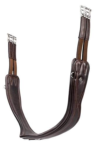 LeMieux Gel-Tek Anatomic Jumping Girth - Contoured Shape - Dynamic Gel and Ultra Soft Leather - color: Brown, size: 105cm/42"