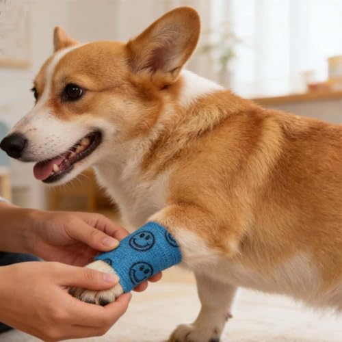 12 Rolls Self Adhesive Bandage Wrap, Breathable Cohesive Bandage Tape, Vet Wrap for Dogs Cats Horses, Non-Woven Self Stick Bandages for Wrist, Ankle, Finger, Sprain & Swelling