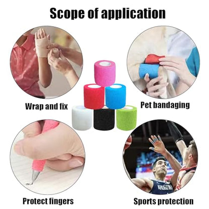 2 Inches Self Adhesive Bandage Wrap Bulk, 6 Pack, 6 Colors - color: 6 Colors