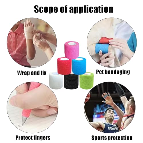 2 Inches Self Adhesive Bandage Wrap Bulk, 6 Pack, 6 Colors - color: 6 Colors