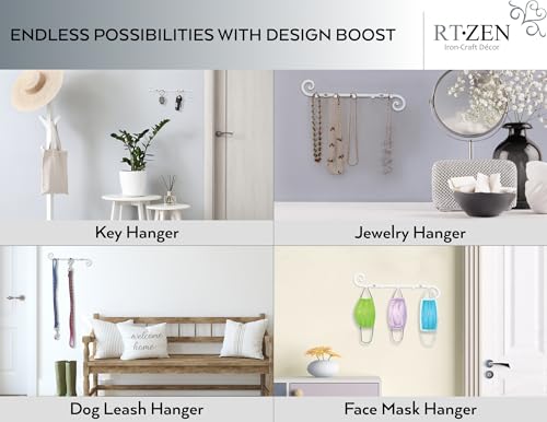 RTZEN Farmhouse Small Key Holder for Wall, Wrought Iron Wall Mount Rack - style: Classic - W