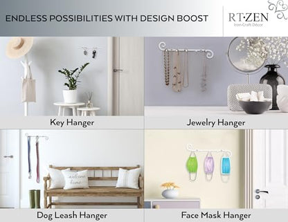 RTZEN Farmhouse Small Key Holder for Wall, Wrought Iron Wall Mount Rack - style: Classic - W