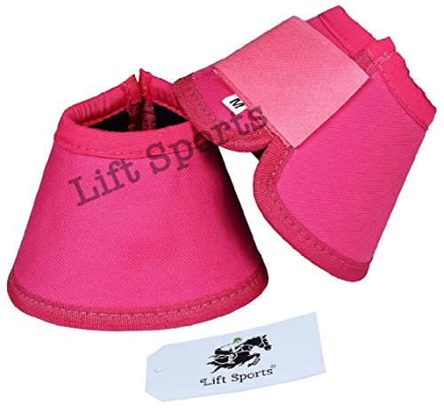 Horse Bell Boots 8 Colors Over Reach No Turn Bell Boots Wrap Tack Protection Equine (Medium, Pink)