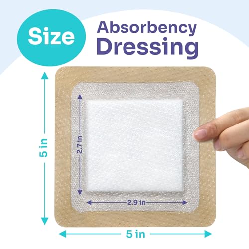 Conkote Silicone Super Absorbent Dressings 5" X 5", High Absorbency 10 Pack - size: 5" x 5" (10 Dressings)