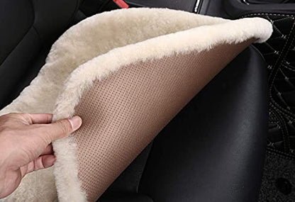 OGLAND Fuzzy Sheepskin Car Seat Cover for Soft Fur Genuine Wool Cushion - color: Pearl