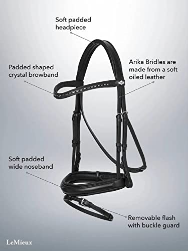 LeMieux Arika Dressage Bridle - color: Black/Silver, size: Pony