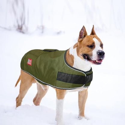 BEAUTYZOO Dog Winter Coat for X-Large Dogs, Waterproof Canvas Jackets - color: Green, size: XL(Chest Girth 34"-45", Back 24", Neck 24"-29")