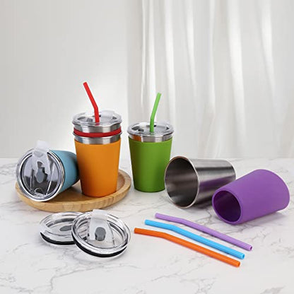 Kids Tumblers with Lids and Straws, Drinking Cup for Adults and Children - color: Blue/Green/Red/Purple/Orange