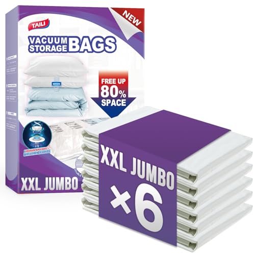 TAILI Vacuum Storage Bags 6 Pack, XXL Jumbo Size 47x39 Inch, Cream - size: 6 XXL