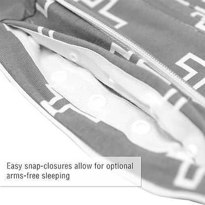 Woombie Grow with Me Baby Swaddle, Convertible Swaddle Fits 0-9 Months, Expands to Wearable Blanket for up to 18 Months, Grey Crosses - color: Grey Crosses, style: Grow With Me