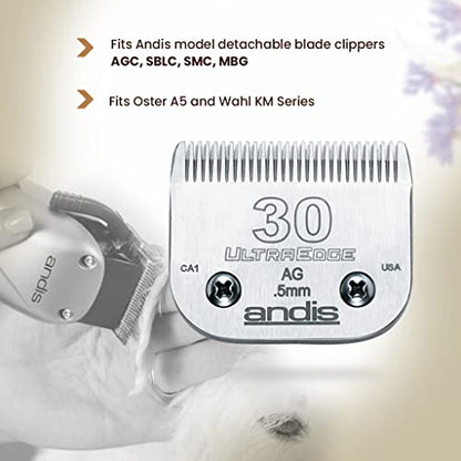 Andis 64075 UltraEdge Blade, Size 30, 1/50in, Chrome, for Larger Animals - style: 30 Blade (Pack of 1)