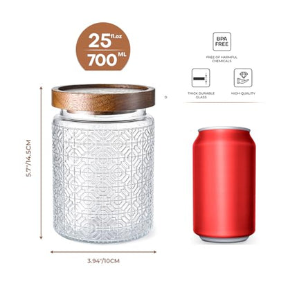 Adodeen Glass Storage Containers With Lids, Glass Jars With Lids, 24OZ - color: Window-24oz