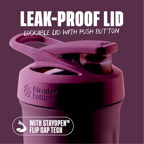 BlenderBottle Sport Flip Stainless Steel Shaker Bottle 24 oz Plum - color: Plum, size: 24 Ounces, style: Flip