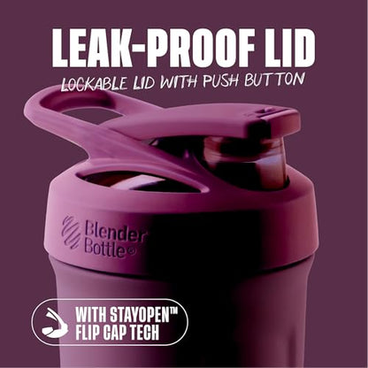 BlenderBottle Sport Flip Stainless Steel Shaker Bottle 24 oz Plum - color: Plum, size: 24 Ounces, style: Flip