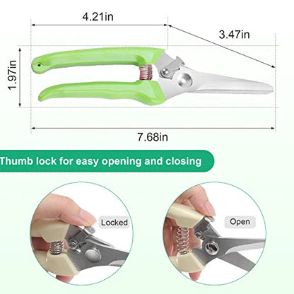 Premium garden shears, meperez pruning scissors gardening tools, pruners for flower, bushes, rose and fruit tree, use for florist, yard and orchard the plant clippers, sharp steel anvil snips - style: 2 Pack- Green