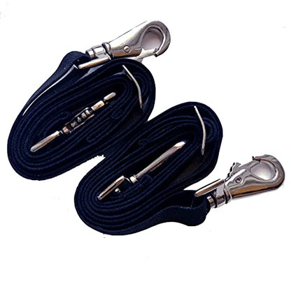 Majestic Ally Pack of 2 Adjustable length Horse Blanket Sheet Replacement Elastic Leg Strap with Double Swivel Snaps (Navy) - color: Navy