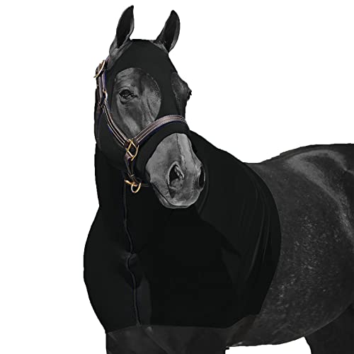 Resistance Black Horse Hood Slinky Spandex Zippered Mane Braid Shoulder Guard (Large)