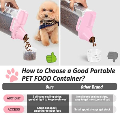 Dog Cat Food Storage Container with Cup (Pink, 2.5L (2 pack)) - color: Pink, size: 2.5L (2 pack)