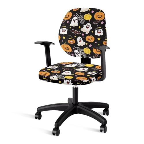 Halloween Bats Ghosts Computer Chair Cover 2 Piece - color: Halloween Bats Ghosts