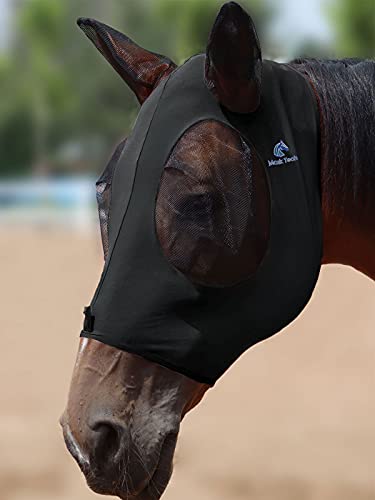 Mask Tech 5 Pieces Horse Fly Masks with Ears, Stretchy Elastic Mesh Fly Masks, 3D Eye Clearance, UV Protection-Large,Combo 30 - color: Combo 30, size: Large