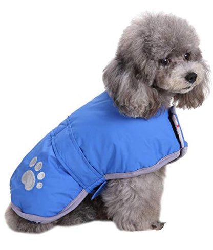 Queenmore Cold Weather Dog Coats Loft Reversible Winter Fleece Dog Vest Waterproof Pet Jacket Available in Extra Small, Small, Medium, Large Extra Large Sizes - color: Blue, size: Small