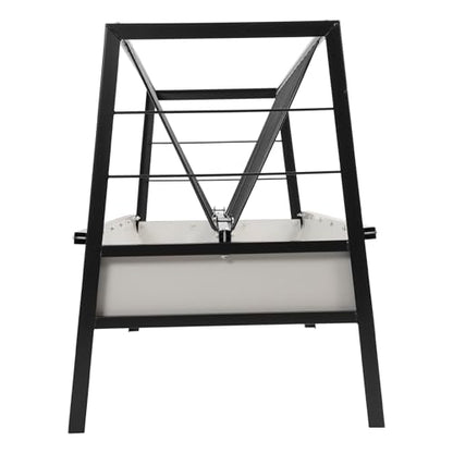HECASA Livestock 2-in-1 Hay & Grain Feeder Storage and Dispensing Feed Pan | 55 Gallon Capacity Livestock Hay Feeders for Goats, Sheep, Horses Steel Powder Coated Black - size: Black