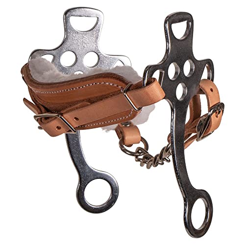 Schneiders Hackamore Fleece Lined 6 Chrome Plated Cheeks | Ideal for Well-Broke, Mature Horses | Gentle Control with Fleece Lined Nose Band | Chrome Plated for Durability