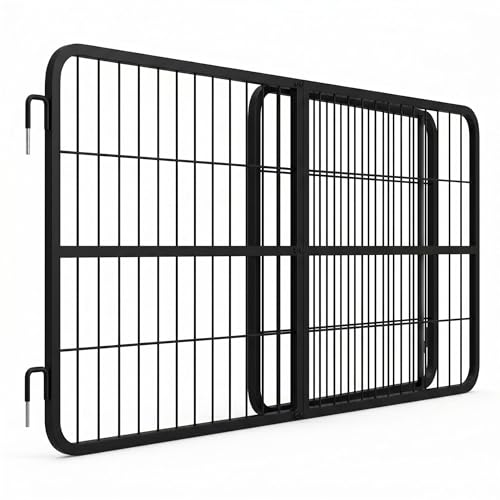 Heavy Duty 0.8 Inch Steel Stall Guards for Horses, Horse Stall Gate with Double Layered Grid and Secure Latch, Livestock Gate for Barn, Farm and Corral - size: Single Floor 48 x 24 inch
