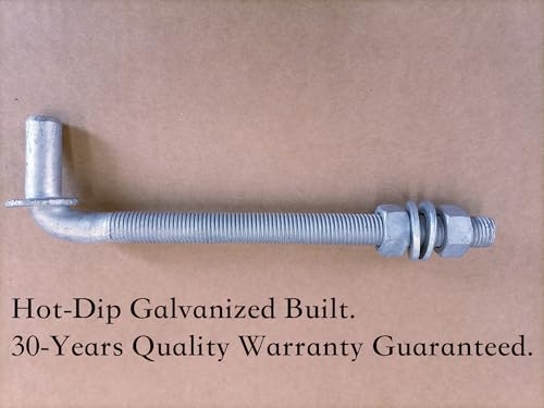 J-Bolt Gate Hinge, Hot-dip Galvanized J Bolt with 5/8" Gate Hinge. Farm Gate Hinges for Chain Link Fence Mostly Used in Frams, Back Yard, Frence Etc. Include Nut Washer (7"(4PCS))
