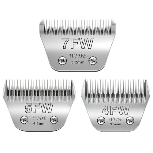BILLAR 3Pack Dog Grooming Wide Blade,Detachable Pet Dog Grooming Blades,Compatible with Andis,Oster A5,Wahl km10 Clippers.（4FW+5FW+7FW） - size: 4+5+7FW