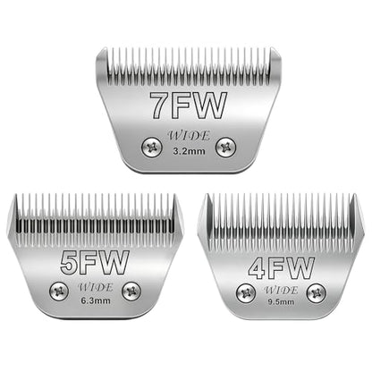 BILLAR 3Pack Dog Grooming Wide Blade,Detachable Pet Dog Grooming Blades,Compatible with Andis,Oster A5,Wahl km10 Clippers.（4FW+5FW+7FW） - size: 4+5+7FW