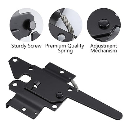 WellMade Heavy Duty Self-Locking Gate Latch for Wooden Fence, Post Mount Automatic Gravity Lever Door Latches for Garden Outdoor/Pool Gate, Metal Gates Vinyl Fence Gate Lock, Black Finish with Screws