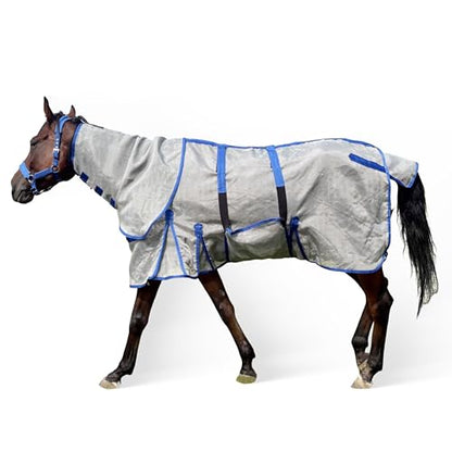 Horse Fly Sheet – UV Protection Breathable Mesh Summer Horse Rug, Lightweight Horse Sheet for Real Horses, Spring/Summer Turnout Sheet with Belly Wrap, Detachable Neck Cover (US 81IN (EU 155cm)) - size: US 81IN (EU 155cm)