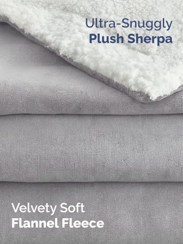 Sherpa Fleece Blanket Kids Size - Reversible Blanket - Grey, 43" x 55" - color: 03 - Grey, size: Kids (43" X 55")