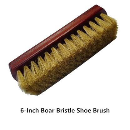 6" Shoe Brush Set, 3-Stiffness Horsehair Boar Nylon | 100% Horsehair, Boar Bristle, Stiff Nylon Bristle; For Leather & Boots Cleaning & Polishing; Beech Wood Handle