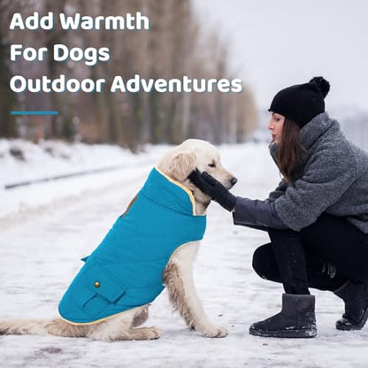 Queenmore Waterproof Dog Winter Coat Warm Puffer Jacket Plush Lining Vest - color: Blue, size: X-Small