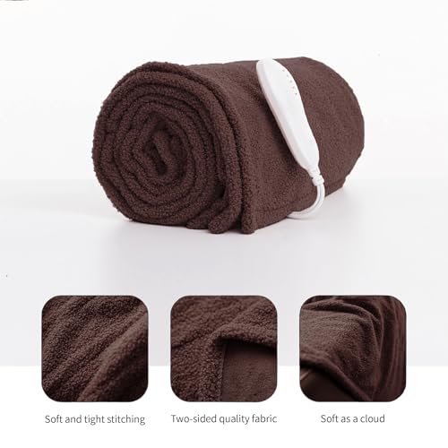 Templewet Heated Blanket Throw 50" x 60",Cute Electric Blanket,Dark Brown | Timer Settings,Auto Off,Soft Sherpa Heated Throw Blanket,Machine Washable,Fast Heating for Sofa Bed Office Use,Gifts for Mom - color: Dark Brown