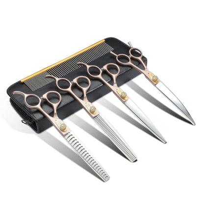 JASON Dog Grooming Scissors Set - 6 in 1 Professional Sharp Shears Rosegold - color: Rosegold, size: 7.01