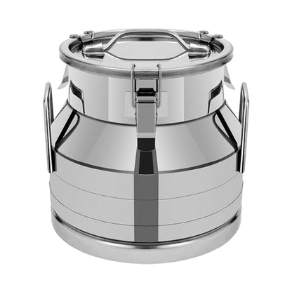 Stainless Steel Milk Can, 12L/3.16 Gallon Heavy Duty Airtight Storage Canister Milk Bucket with Lid, Embedded Silicone Milk Jug Wine Pail Water Cereals Bucket with Three Latches and Two Handles - size: 12L/3.16Gal