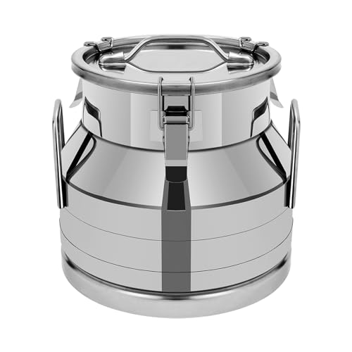 Milk Can, Stainless Steel Milk Jug with Handle & Lid, Heavy Duty Milk Pail Bucket for Milk Wine Storage (12L/3.16 Gallon) - size: 12L/3.16 Gallon